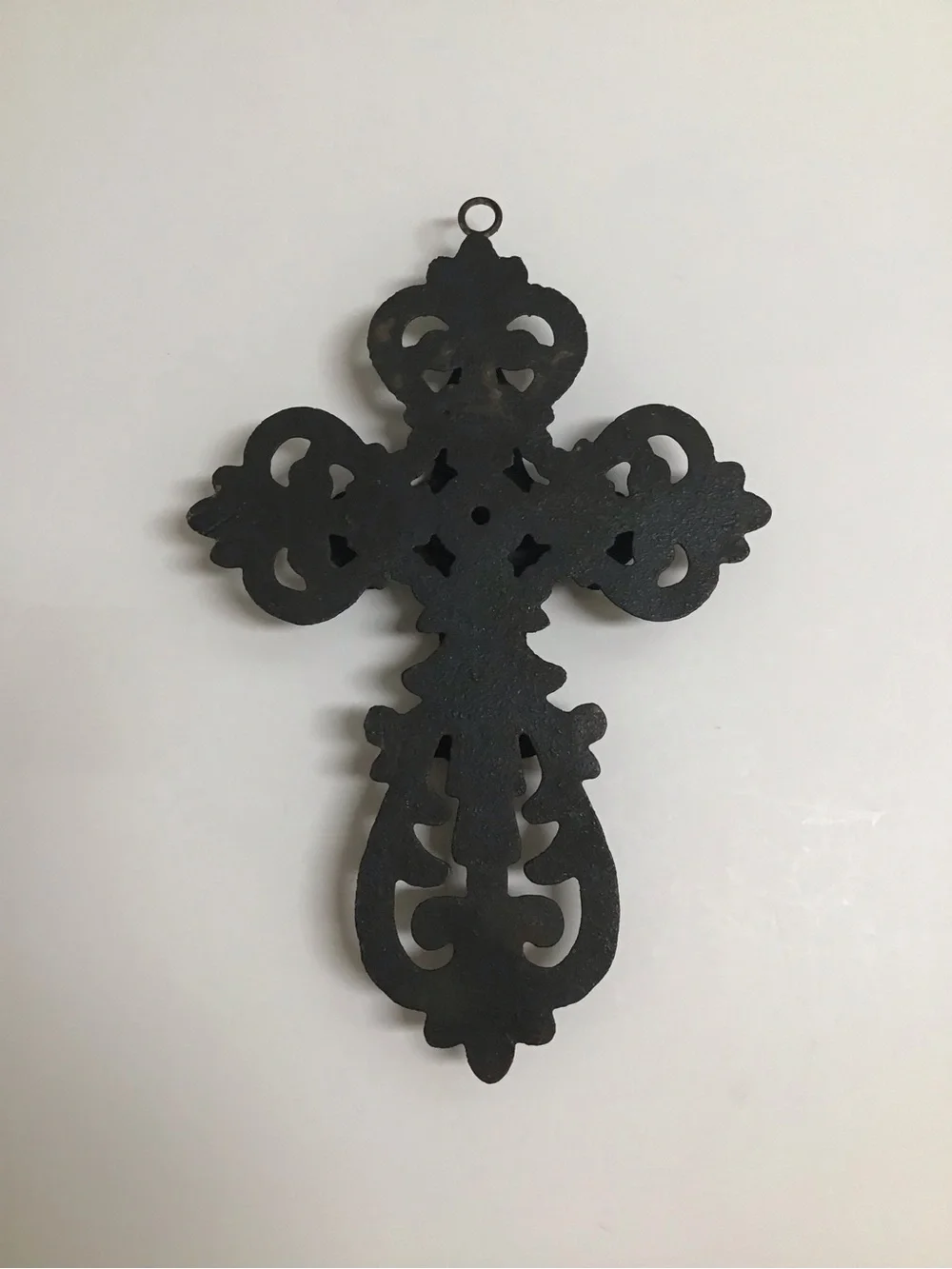 Cast Iron Double Cross Ornate Religious Primitive Rustic Heavy Wall or Garden